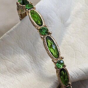 Emerald-toned Crystal & Gold Bracelet